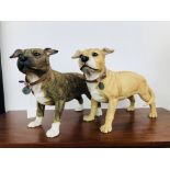 A PAIR OF STAFF DOGS (1 YELLOW,
