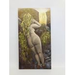 A KRYS LEACH ORIGINAL OIL ON CANVAS NUDE STUDY "GOLDEN FALLS"