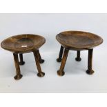 A PAIR OF WEST AFRICAN HARDWOOD STOOLS