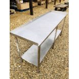 STAINLESS STEEL TWO TIER COMMERCIAL PREPARATION TABLE WITH UPSTAND LENGTH 75"