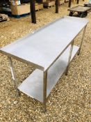STAINLESS STEEL TWO TIER COMMERCIAL PREPARATION TABLE WITH UPSTAND LENGTH 75"
