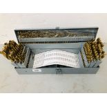 A 115 PIECE DRILL BIT SET IN CANTILEVER STORAGE CASE