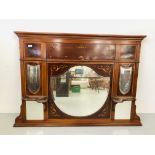 EDWARDIAN INLAID MAHOGANY OVER MANTEL MIRROR