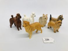 A PAIR OF BESWICK POODLE DOGS, PAIR OF BESWICK CAIRN TERRIER DOGS,