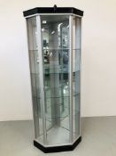 FULL HEIGHT CORNER DISPLAY CABINET WITH MIRRORED BACK