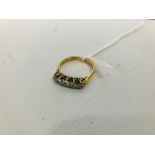 LADIES FIVE STONE DIAMOND RING MARKED 18CT.