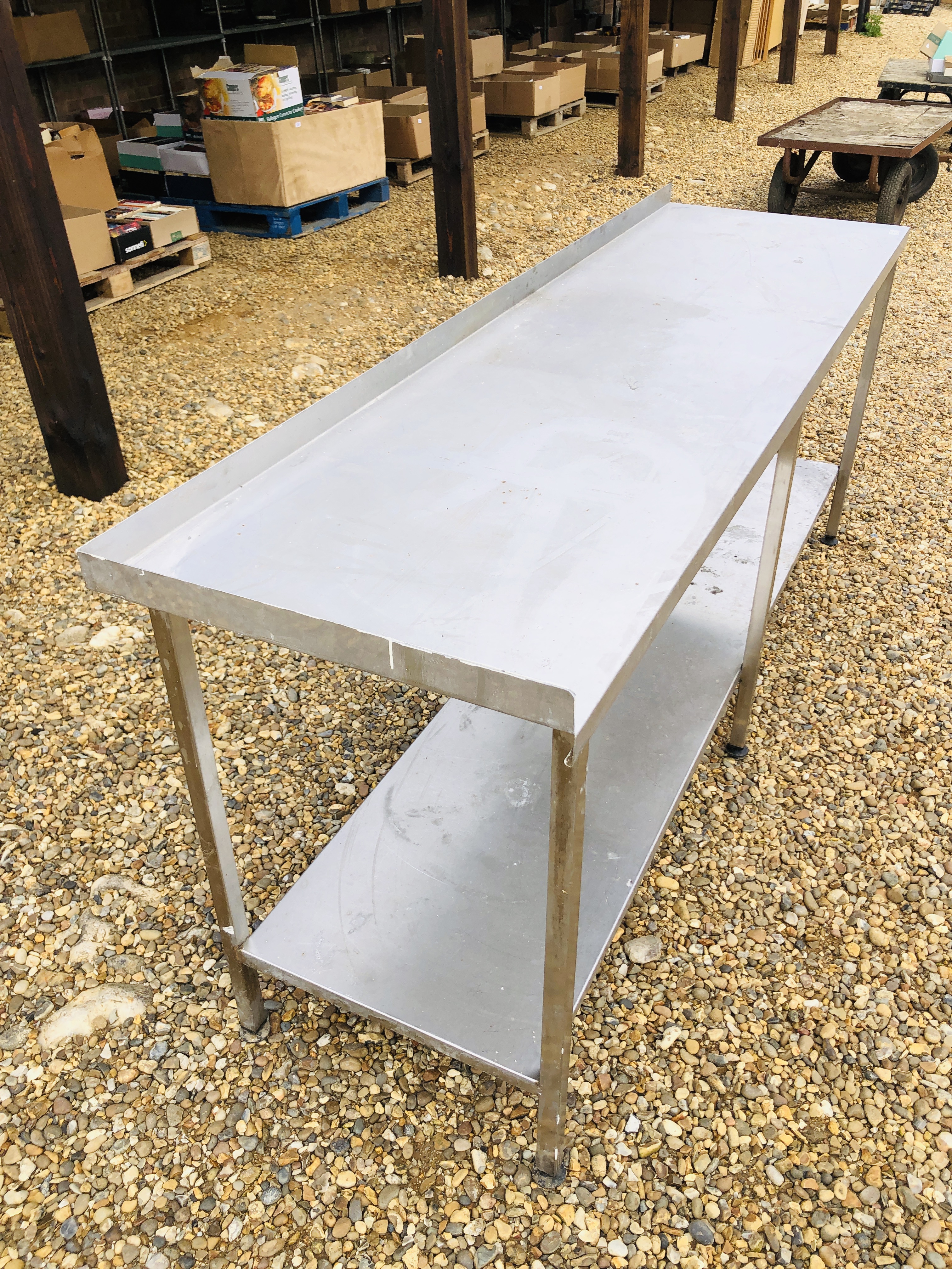 STAINLESS STEEL TWO TIER COMMERCIAL PREPARATION TABLE LENGTH 82 INCH - Image 3 of 3