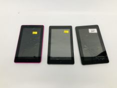 3 X AMAZON KINDLE FIRE TABLETS A/F - SOLD AS SEEN