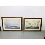 PAIR OF SHIPPING PRINTS TO INCLUDE "THE GREAT WESTERN" + THE SCHOONER YACHT