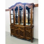 CONTINENTAL STYLE REPRODUCTION DISPLAY CASE WITH CABINETS AND DRAWERS TO BASE