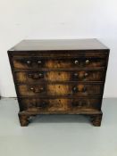 PERIOD MAHOGANY FINISH 4 DRAWER CHEST WITH PULL OUT WRITING DRAWER