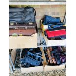 5 BOXES CONTAINING QUANTITY MIXED BAGS TO INCLUDE VINTAGE SUITCASES, LEVI BAG, WALLETS, RUCKSACKS,