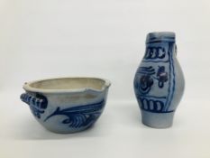 GERMAN SALT GLAZED STONEWARE JUG & BASIN