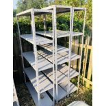 3 X STEEL WORKSHOP SHELVING UNITS, 67 INCH HEIGHT, 36 INCH WIDE,