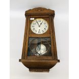 VINTAGE OAK CASED WALL CLOCK WITH WESTMINSTER CHIME