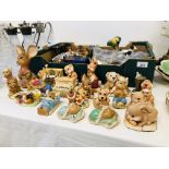 COLLECTION OF PENDELFIN BUNNYS AND OTHER BESWICK PARROT, SYLVAC DOG, BESWICK STONECHAT 2274,