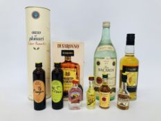 4 BOTTLES VARIOUS ALCOHOL TO INCLUDE 1 X LITRE OUZO PLOMARI, 700ML. AMARETTO DI SARONNO, 50CL.