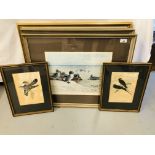 3 X FRAMED A. THORBURN BIRD PRINTS BEARING PENCIL SIGNATURES + FRAMED PRINT J.C.