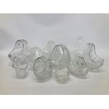 10 VARIOUS CUT GLASS BASKETS