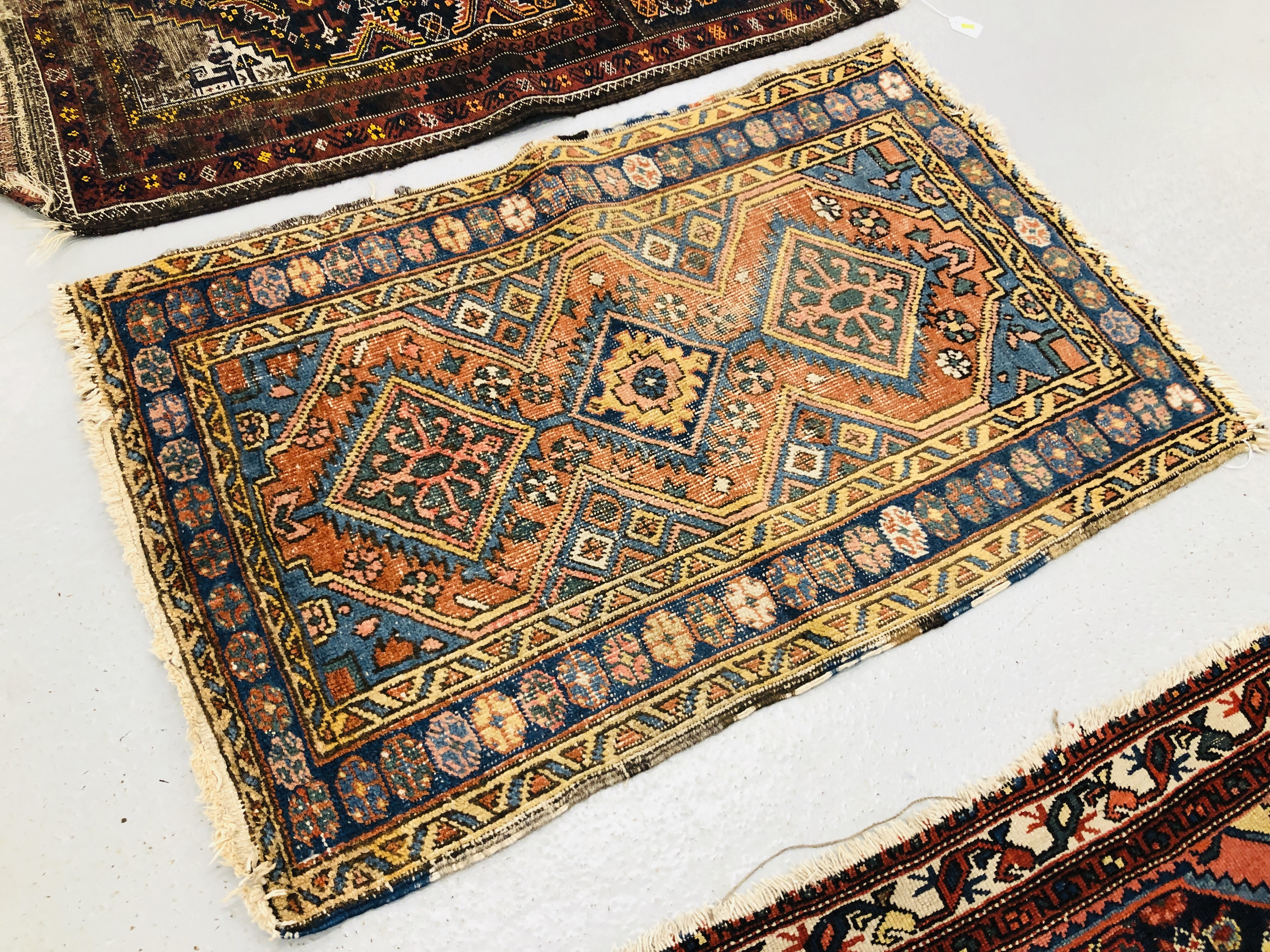 3 X ETHNIC RUGS (VARYING DEGREE OF WEAR TO ALL RUGS)