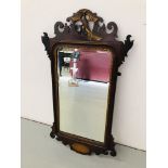 A GEORGIAN STYLE MAHOGANY FRETWORK WALL MIRROR