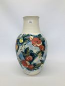 A DAVID WALTERS STUDIO POTTERY VASE DECORATED WITH APPLES AND PEARS HEIGHT 19 INCH