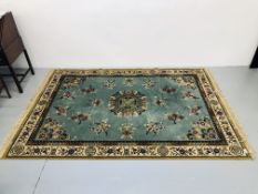 CHINESE STYLE BLUE & RED PATTERN RUG - APPROX 170CM X 245CM