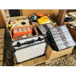 4 BOXES CONTAINING LARGE QUANTITY FIXINGS, CABLES, ETC.