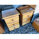 PAIR OF 3 DRAWER HONEY PINE BEDSIDE CHESTS