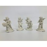 SET OF 4 CONTINENTAL FIGURES OF PUTTI EMBLEMATIC OF THE SEASONS - APPROX H 15CM