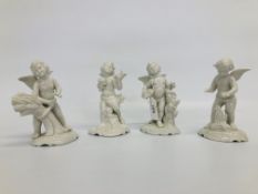 SET OF 4 CONTINENTAL FIGURES OF PUTTI EMBLEMATIC OF THE SEASONS - APPROX H 15CM