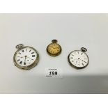 3 X VINTAGE POCKET WATCHES OF VARYING SIZES