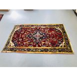 A HAMADAN TRADITIONAL RED / BLUE / YELLOW PATTERNED RUG 2.02 X 1.