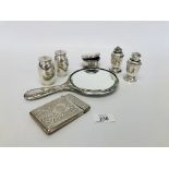 COLLECTION OF SILVER TO INCLUDE FOUR FOOTED TRINKET BOX WITH HINGED LID,