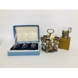 SET OF BOXED ETCH CZECH SPIRIT GLASSES + BOXED CONTINENTAL SILVER SLEEVE WITH A GLASS INSERT +