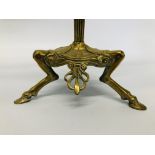 PAIR OF DECORATIVE BRASS 3 FOOTED CANDELABRA WITH HOOF DETAIL TO OUTSWEPT FEET