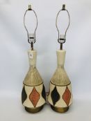 PAIR OF STUDIO POTTERY TABLE LAMPS WITH SHADES