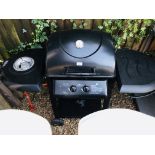 A BLOOMA "LAGUNA" GAS BBQ AND FOUR WHITE UPVC GARDEN CHAIRS