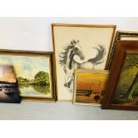 3 X MODERN CANVAS PICTURES, ORIENTAL FRAMED HORSE PICTURE,