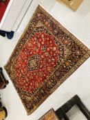 A KASHAN TRADITIONAL RED / BLUE PATTERNED RUG 1.95 X 1.