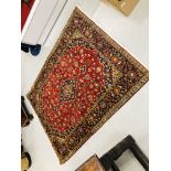 A KASHAN TRADITIONAL RED / BLUE PATTERNED RUG 1.95 X 1.