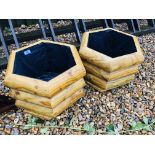 PAIR HEXAGONAL WOODEN PLANTERS