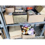 8 X LARGE BOXES OF HOUSEHOLD SUNDRIES TO INCLUDE ELECTRICS, SEWINGS & WOOL SOFT TOYS,