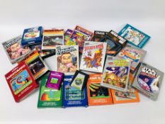 BOX OF MIXED VIDEO GAMES TO INCLUDE ACTIVISION, INDY 500, PARKER I MAGIC, DONKEY KONG NINTENDO ETC.