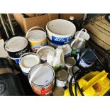 12 VARIOUS TINS OF PAINTS TO INCLUDE EMULSIONS, GLOSS,