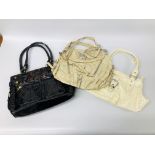 3 X DESIGNER LADIES HANDBAGS MARKED BUTLER & WILSON, CHARLIE LAPSON & GUESS,