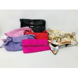 5 X DESIGNER HANDBAGS MARKED KIPLING, PRADA & LOUIS FERAUD,