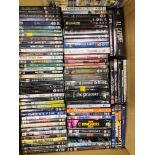 2 X BOXES CONTAINING AN EXTENSIVE COLLECTION OF DVD'S APPROXIMATELY 180 TITLES