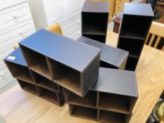 9 X DESIGNER BROWN FAUX LEATHER STORAGE BOXES