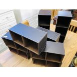 9 X DESIGNER BROWN FAUX LEATHER STORAGE BOXES